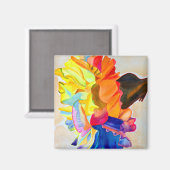 Neon Carnation Aquarell Blume Magnet (Vorderseite/Rückseite)