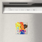 Neon Carnation Aquarell Blume Magnet (In Situ (Geschirrspüler))