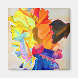 Neon Carnation Aquarell Blume Magnet