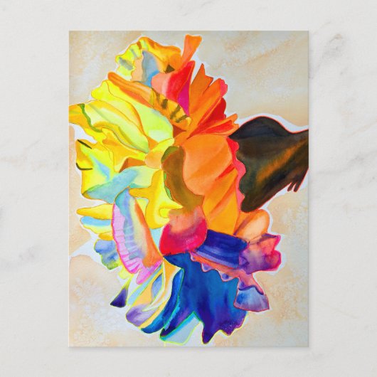 Neon Carnation Aquarell Blume Postkarte (Vorderseite)