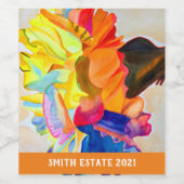 Neon Carnation Aquarell Blume Weinetikett (Einzelnes Label)