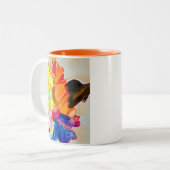 Neon Carnation Aquarell Blume Zweifarbige Tasse (Vorderseite Links)