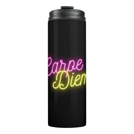 Neon Carpe Diem Word Art Thermosbecher (Vorderseite)