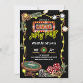 Neon Casino Feiertagsfeier Einladung (Vorderseite)