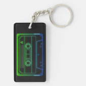 Neon Cassette Key Ring, Green Dark Blue Vaporwave Schlüsselanhänger (Rückseite)