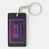 Neon Cassette Key Ring, Purple Pink Vaporwave Schlüsselanhänger (Rückseite)