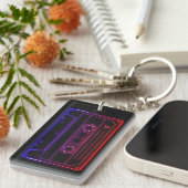 Neon Cassette Key Ring, Red Dark Blue Vaporwave Schlüsselanhänger (Vorderseite rechts)