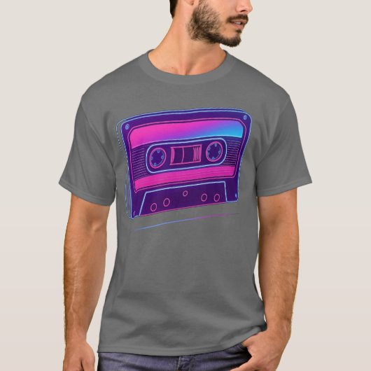 Neon Cassetteape Retro Design retro T-Shirt (Vorderseite)