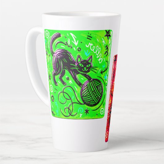 Neon Cat Coffee Milchtasse (Linke Ecke)