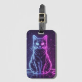 **Neon Cat Design – Glowing Futuristic Feline Art* Gepäckanhänger (Vorderseite Vertikal)