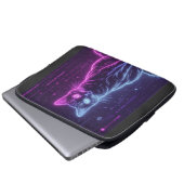 **Neon Cat Design – Glowing Futuristic Feline Art* Laptopschutzhülle (Vorne Knopf)