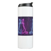 **Neon Cat Design – Glowing Futuristic Feline Art* Thermosbecher (Nach links gedreht)