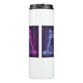 **Neon Cat Design – Glowing Futuristic Feline Art* Thermosbecher (Rückseite)