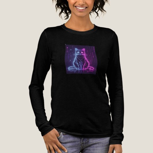**Neon Cat Design – Glowing Futuristic Feline Art* Tri-Blend Shirt (Vorderseite)