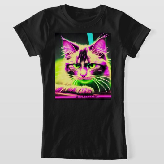 Neon Cat Feline Fiesta Teen Girl Birthday T-Shirt (Ablage )