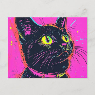 Neon Cat Grußkarte Postkarte