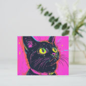 Neon Cat Grußkarte Postkarte (Stehend Vorderseite)