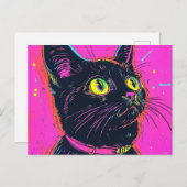 Neon Cat Grußkarte Postkarte (Vorne/Hinten)