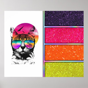 Neon Cat IMITATE GLITZER Poster