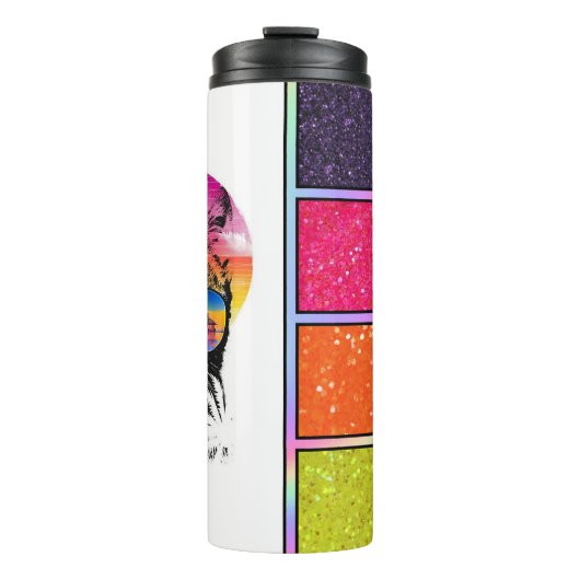 Neon Cat | IMITATE GLITZER Thermosbecher (Vorderseite)
