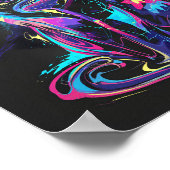 Neon Cat in Abstrakter Bewegung Poster (Ecke)