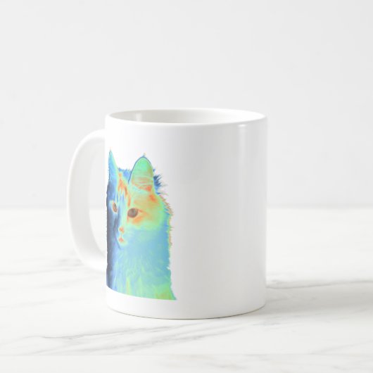 Neon Cat Kaffeetasse (Vorderseite Links)