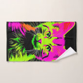 Neon Cat Portrait Badhandtuch Set (Handtuch)