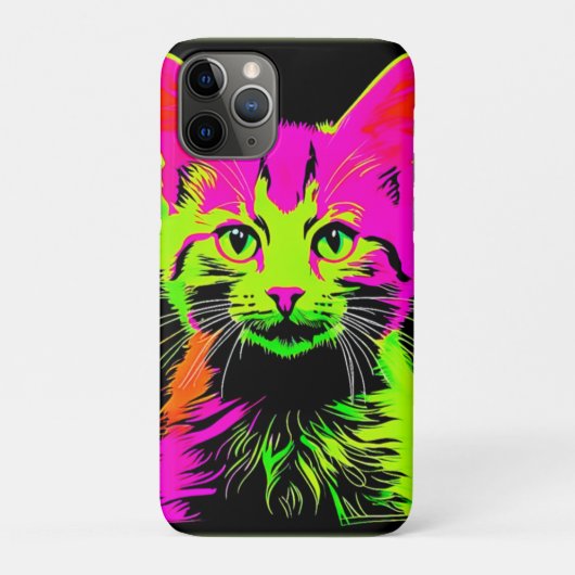 Neon Cat Portrait Case-Mate iPhone Hülle (Rückseite)