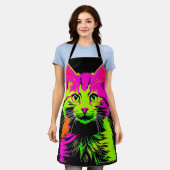 Neon Cat Portrait Schürze (Getragen)