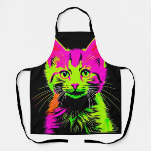 Neon Cat Portrait Schürze
