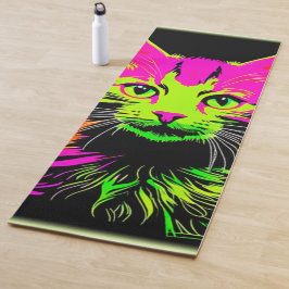 Neon Cat Portrait Yogamatte