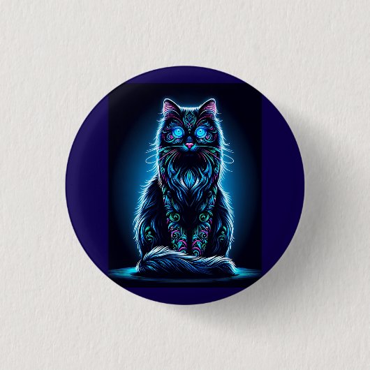 Neon Cat Vivid Background-97948 Button (Vorderseite)