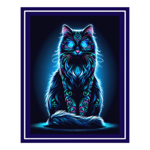 Neon Cat Vivid Background-97948 Fotodruck