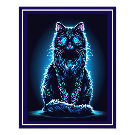 Neon Cat Vivid Background-97948 Fotodruck (Vorne)