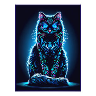 Neon Cat Vivid Background-97948 Fotodruck