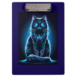 Neon Cat Vivid Background-97948 Klemmbrett