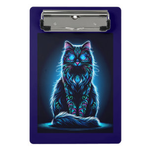 Neon Cat Vivid Background-97948 Mini Klemmbrett