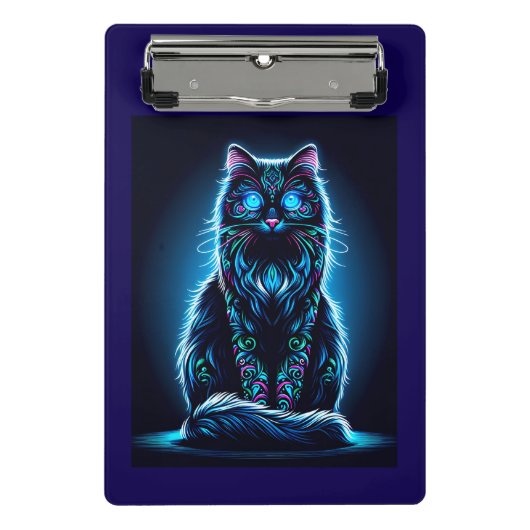 Neon Cat Vivid Background-97948 Mini Klemmbrett (Vorderseite)
