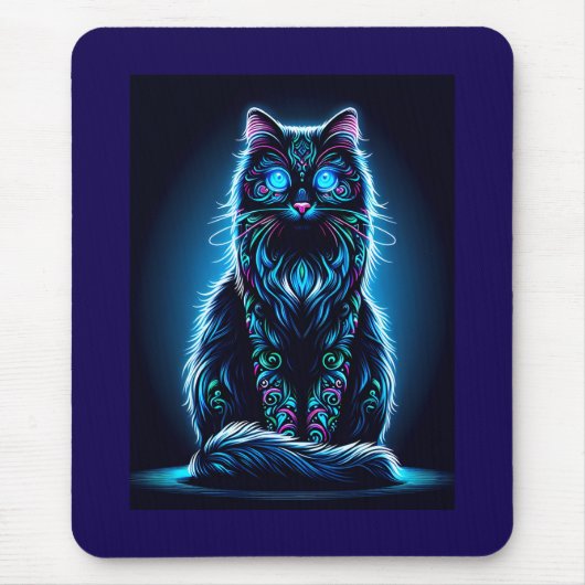 Neon Cat Vivid Background-97948 Mousepad (Vorne)