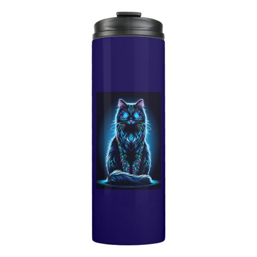 Neon Cat Vivid Background-97948 Thermosbecher (Vorderseite)