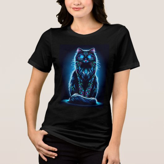 Neon Cat Vivid Background-97948 Tri-Blend Shirt (Vorderseite)