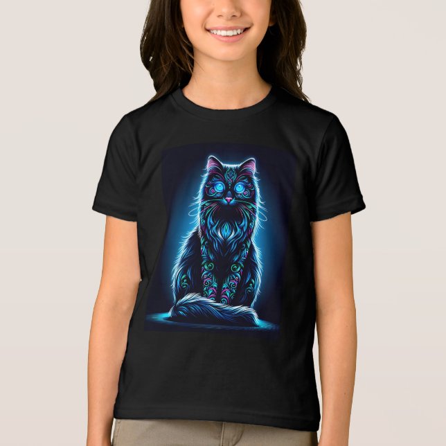 Neon Cat Vivid Background-97948 Tri-Blend Shirt (Vorderseite)