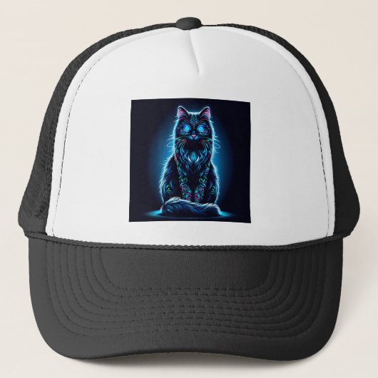 Neon Cat Vivid Background-97948 Truckerkappe (Vorderseite)