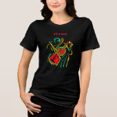 Neon Cello Line Art | Lebhafter musikalischer T - Tri-Blend Shirt (Vorderseite)