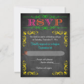 Neon Chalkboard Bat Mitzvah UAWG RSVP Karte (Vorderseite)