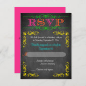 Neon Chalkboard Bat Mitzvah UAWG RSVP Karte (Vorne/Hinten)