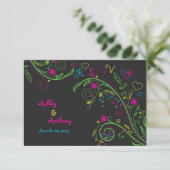 Neon Chalkboard Doodle Wedding Repair Card RSVP Karte (Stehend Vorderseite)