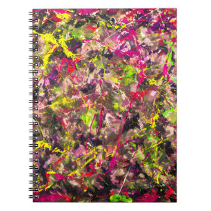 Neon Chaos Abstrakt Paint Spritzer Notebook Notizblock