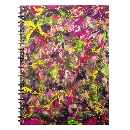 Neon Chaos Abstrakt Paint Spritzer Notebook Notizblock (Vorderseite)