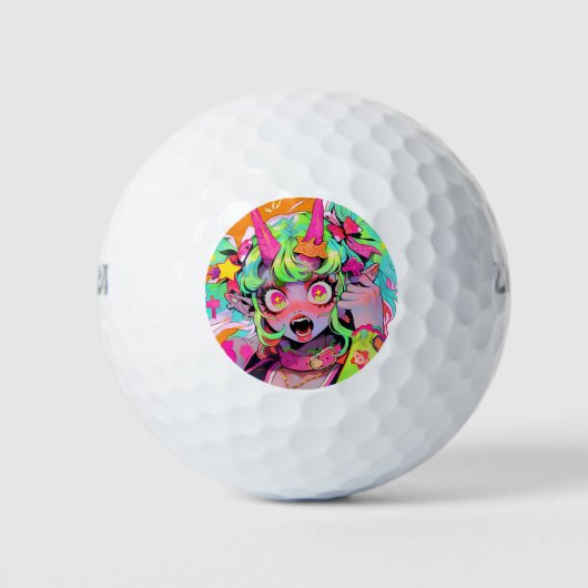 Neon Chaos Demon Girl Expression Golfball (Vorderseite)